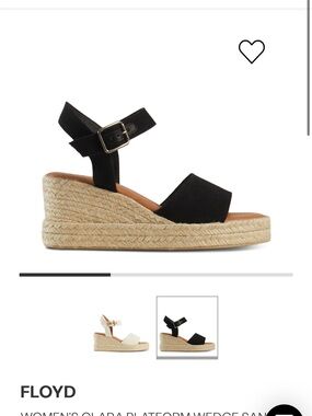 Floyd Black Espadrille Wedge Platform Sandals with Jute